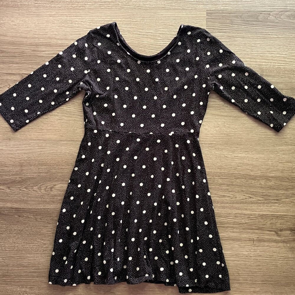 Old Navy 10/12 Black & White Polka Dot 3/4 Length Sleeves Dress
